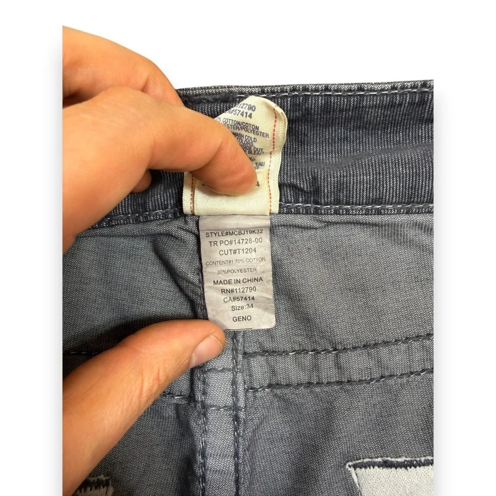 True Religion Corduroy Pants Mens‎ 34x33 Grey Geno Slim Straight MCBJ19K32